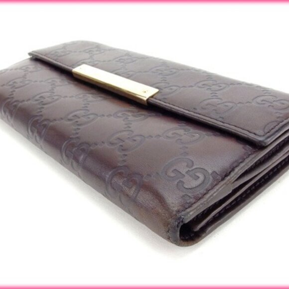 Gucci Wallet Purse Long Wallet Guccissima Brown Woman Authentic Used - Picture 3 of 7